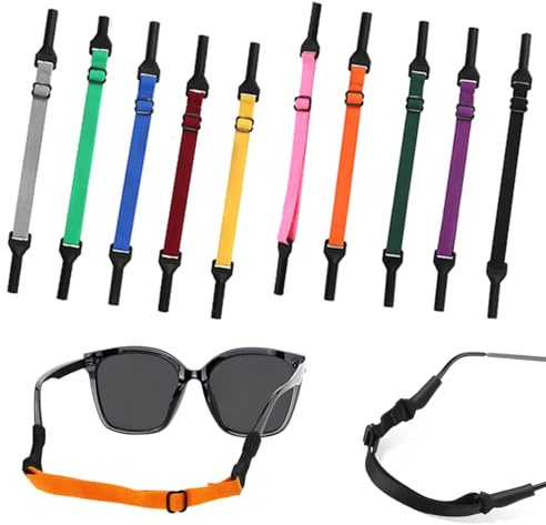 RHQFDM 10 Pcs Adjustable Resilient Glasses Strap,Non-Slip Eyeglasses Strap for Sports,No Tail Glasses Straps,Elastic Band for Fixing Glasses for Children and Adults When Swimming or Jogging