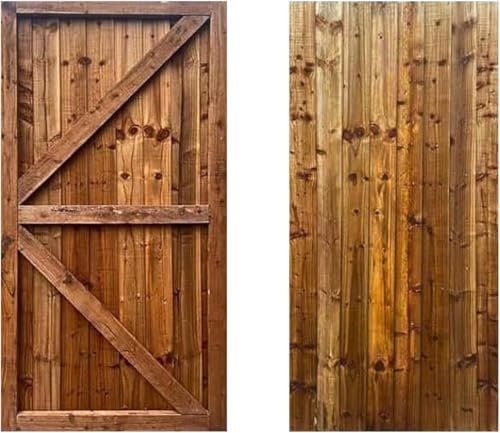 Garden Gate, Pedestrian Wooden Gate Pressure Treated, Wooden Feather Edge Garden Door 6ft Height 2 Feet Width 2 inches Depth (180cm High x 99cm Wide x 6cm Deep)