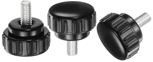 QUARKZMAN 20Pcs M6 x 12mm Bouton Moleté à Filetage Mâle, Vis à Pouce Boutons de Serrage Poignée 25mm Boutons de Main à Tête Ronde en Plastique Thumbscrews, Noir