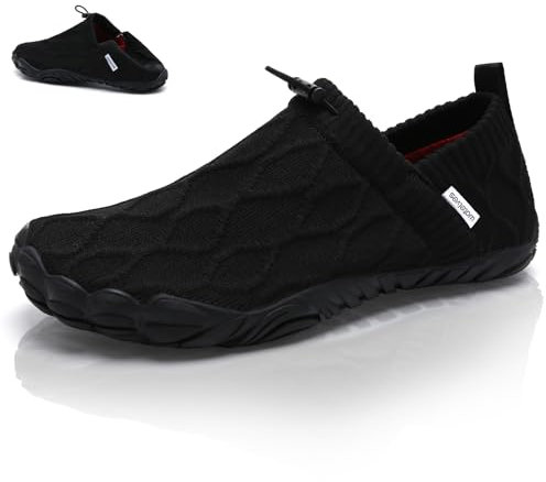 WateLves Barfußschuhe Damen Herren Zehenschuhe Traillaufschuhe Weich Hausschuhe Bequem Barfussschuhe Fitnessschuhe Männer Frauen Trainingsschuhe für Joggen Wandern Minimalistische (Schwarz,39EU)