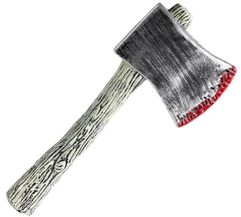 Fake Axe 5x12in Bloody Prop Axe Vintage Realistic Toy Axe with Handle Plastic Axe for Cosplay, Costume, Prank, Halloween Props Fake Axe