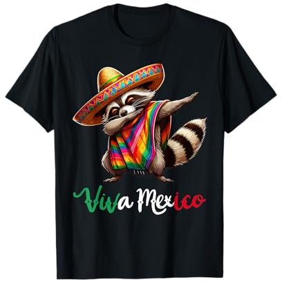 Viva Mexico Dabbing Waschbär Sombrero Mexikanische Party T-Shirt