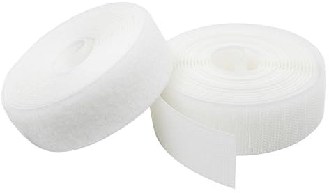 KLEBASTO Klettband zum nähen | SET Hakenband und Flauschband | Klettverschluss zum nähen | Hohe Verschlusskraft (Weiß, 25mm x 3 m)