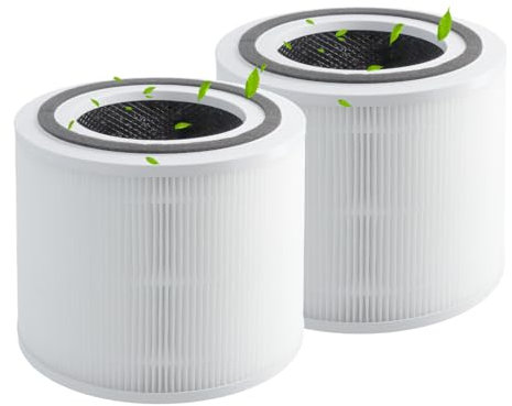 Generic 2 Pack Replacement Filter for LEVOIT Core 300 & Core 300S, 3-in-1 True HEPA Air Purifier Replacement Filter, Fiberglass, Carbon, Polyester, 2 count, 14x14x38 cm, Compatible with Air Purifier