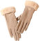Brauthandschuhe 𝐖eiß Lang Warme Winter-Fahrradhandschuhe für Damen, samtverdickt, kalt und winddicht Handschuhe Mit Federn (Khaki, One Size)