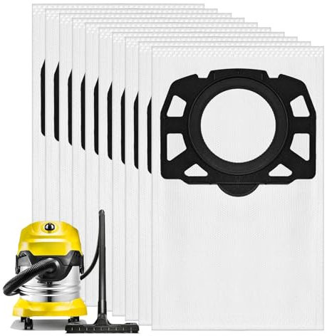 MOSTFUN Lot de 10 sacs d'aspirateur KFI 487 compatibles avec Karcher WD4 WD5 WD6 WD5P WD6P MV4 MV5 MV6 WD 4.000 à WD 5.999 SE 6.100 Sacs filtrants pour aspirateurs humides et secs 2.863-006.0