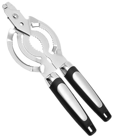 Jar and Bottle Opener, Stainless Steel Lid Remover and Nut Cracking Tool, Multifunctional Beer Bottle Opener, Heavy-Duty Grip for Easy Opening, Kitchen Gadget for Home, Restaurant