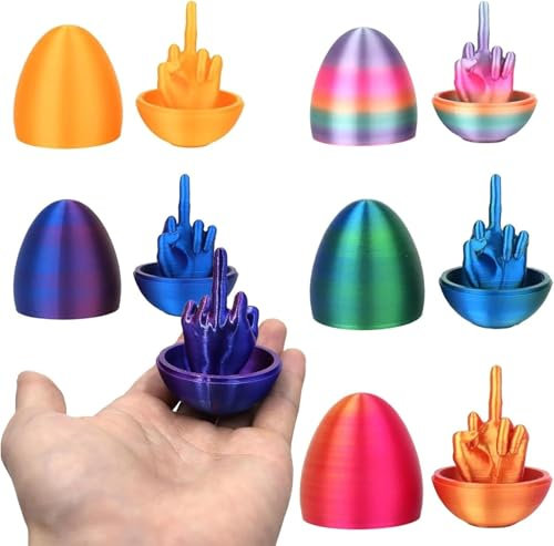 YHYPSY Mittelfinger-Osterei, Eierüberraschung, lustiges 3D-gedrucktes Ei, urkomisches Streichgeschenk, unhöfliches, anstößiges Gag-Geschenk for Erwachsene(5pcs)