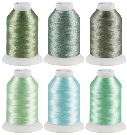 ilauke 6 Farben Polyester Maschinen Stickgarn, 500M(550Y) Maschinenstickgarn NäHmaschinengarn NäHgarn Set, für Bracelets Stickerei Basteln Crafts Quilten Nähen Nähmaschine