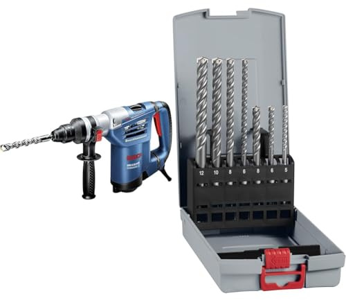 Bosch Professional GBH 4-32 DFR rotary hammer + 7X PRO SDS plus-5X Hammer Drill Bit Set (for Concrete, Lime and Sand Bricks, Ø 5-12 mm)