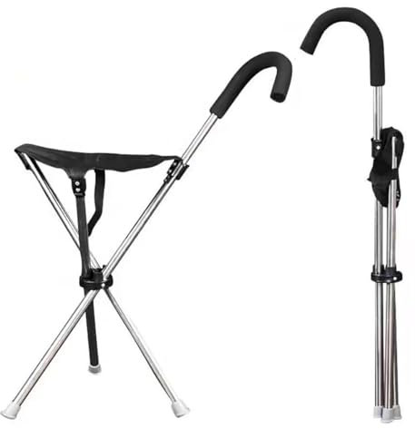 FUELIX 2 en 1 Canne Siege Pliante Légère Canne De Marche Pliante Portable avec Sièg Capacité De Charge Allant Jusqu'à 100 Kg, Conçue pour Être Légère Et Portable
