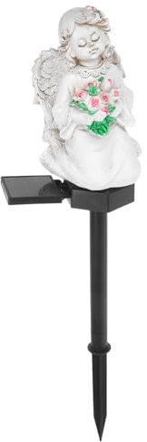 Yardenfun Solar Gartenleuchte Für Den Außenbereich Solar Engel Dekorative wasserdichte LED Außenpfahllichter Für Friedhof Grab Garten Terrasse Rasendekoration Weiß