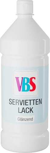 VBS Serviettenlack Glänzend für Pappe Karton Stein Terrakotta Ton Holz Servietten Lack Kleber Transparent Glänzend Pinsel Lichtecht Wasserfest Wasserbasis Geruchsneutral 1.000 ml