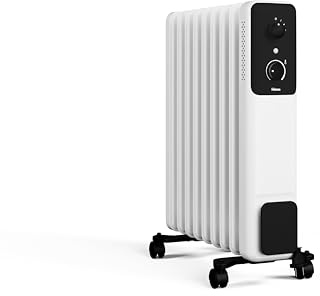 Tristar Radiateur à Bain d’Huile - 9 Ailettes - 2000 W - 3 Niveaux de Puissance - Thermostat Réglable - Protection Anti-Basculement et contre la Surchauffe - Silencieux et Mobile - KA-5379