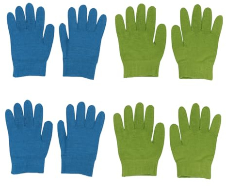 LOORGVEL Handpflegehandschuhe aus Baumwolle und Silikon 4 Paar Zufällige Farbe Feuchtigkeitsspendende Handgelhandschuhe Wiederverwendbare für Winter und Trockene Haut
