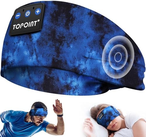 TOPOINT Bluetooth Sleep Headband, Sports & Sleep Headphones, HD Sound | Bluetooth 5.4 | Sweatproof | Zero Ear Pressure | Breathable Comfort | Ultra-Thin HD Speakers | 16H Battery | Ideal Gift