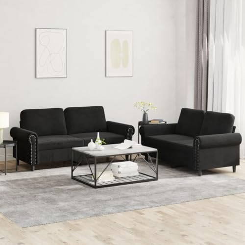 WEMYUFURN Sofagarnitur Samt Stoff Bezug Robustes Gestell Metall Holz Sitzgruppe Wohnzimmer Sofa Set Bequem Entspannen