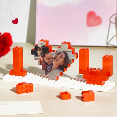 SOUFEEL Personalisierte Bausteinen Puzzle mit Eigenem Foto Geschenke für Paar, Freund & Freundin I Love You Form Foto Puzzle Personalisiert Geschenk für Valentinstag, Jahrestage und Geburtstag