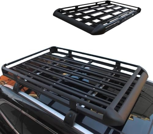 HAVERN Aluminium Gepäckkorb Dachträger für Jeep Renegade S Sport/Jeepster/Freedom/Islander/Trailhawk FWD 4x4, Auto Dachständer Korbwanne Dachkorb Gepäckträger Dachgepäckträger Korb,Black/A-1.6m/XL