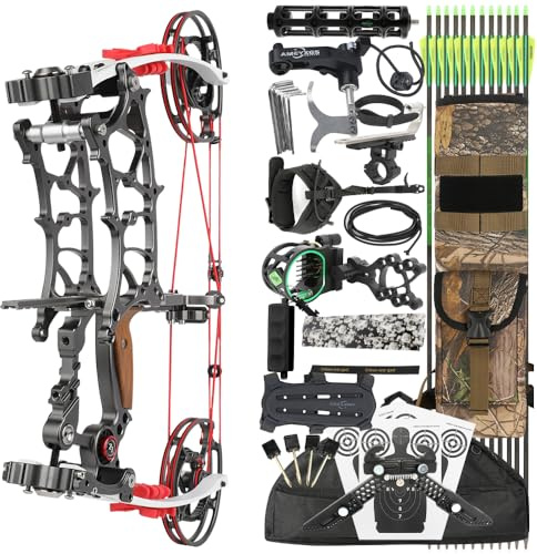 Compound-Bogen-Set für Bogenschießen, 80% Auslöseverhältnis, IBO bis 330 FPS, Zuggewicht 30–75 lbs, für Jäger und Wettkampfschützen
