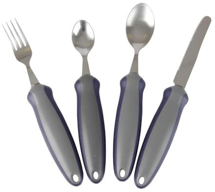 Homecraft Newstead Cutlery Set, Weighted Knife, Fork, Spoon, and Teaspoon (Eligible for VAT relief in the UK) Adaptive Dining Aid, Utensil for Elderly, Non-Slip Grip