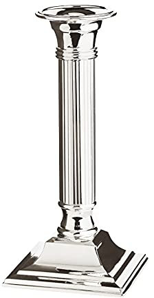 EDZARD Kerzenleuchter Lincoln für Stabkerzen, kannelierter Schaft, Höhe 19 cm, edel versilbert und anlaufgeschützt, Kerzenständer, Kerzenhalter, Samtfuß