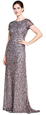 Adrianna Papell Scoop Back Maxi Women's Dress Lead Size 16