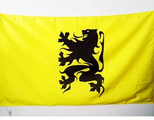 AZ FLAG - Drapeau Flandre Combat flamand - 150x90 cm - Drapeau Mouvement Flamand 100% Polyester Avec Fourreau et cordelette - Pavillon 110 g