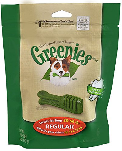 Greenies (4 Pack) Dental Treats Original for Regular Dogs 25-50 Pounds. 6-Count
