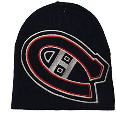 Montreal Canadiens Blue Hype Big Logo Skull Cap - NHL Cuffless Winter Knit Beanie Toque Hat by NHL