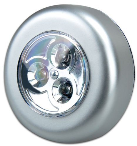 Elektrek 2 PCS 3 LED Push Touch Tap Night Light Stick On Lamp Cabinet Loft Shed Bulb Battery Powered White Light 5000K 4.5W