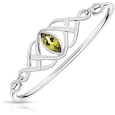 DTPsilver -Damen Armreif/Armbänder 925 Sterling Silber - Keltische Dreifaltigkeitsknoten - keltischen Kollektion - Peridot