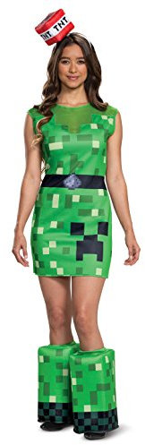 Disguise 67741B Creeper Female Adult Costume Sized, Green, M