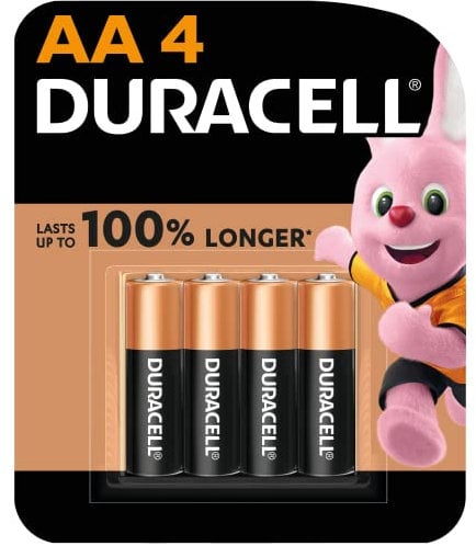 Duracell AA 1.5V Alkaline Batteries Extra Life Long Power Pack of 4