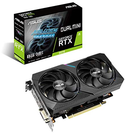 ASUS Dual NVIDIA GeForce RTX 2070 Mini OC Edition Gaming Graphics Card (PCIe 3.0, 8GB GDDR6 Memory, HDMI, DisplayPort, DVI-D, for Intel NUC 9 Extreme Kit and Small Chassis.