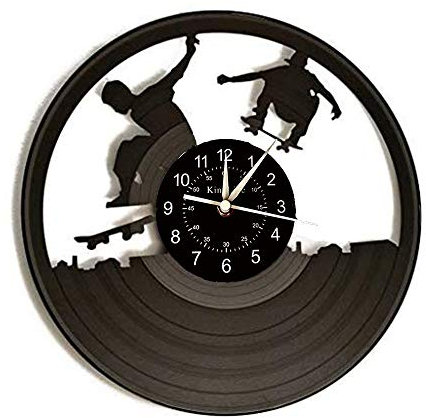 Smotly Vinyl Wanduhr, Skateboard Skating Thema Rekord Wanduhr, handgemachte kreative Sportliebhaber dekorative Wanduhr Geschenke.