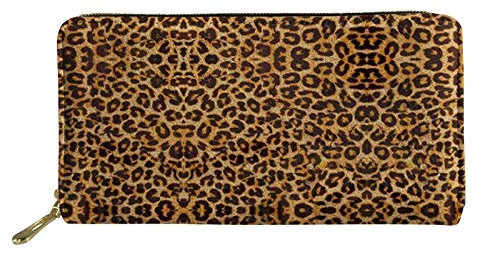 SENATIVE Damen-Geldbörse, lang, Leder, wasserdicht, Casual-Look, Geldbeutel, Geldscheinklammern, Fashion Leopard (Gelb) - 20201008-37