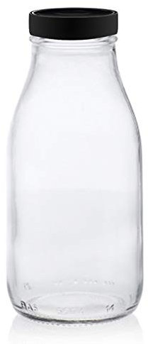PEGANE Lot de 18 Bouteilles Fraîcheur en Verre, capacité 250 ML, 43mm,Capsules Noires stérilisables 43mm avec Flip incluses - IRIOS -