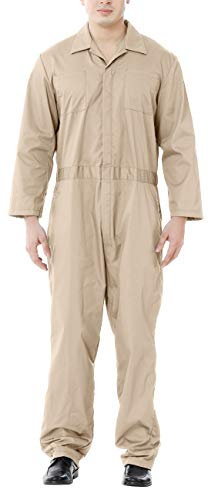 TOPTIE Blended Long Sleeve Coverall for Men, Khaki Coverall Regular Length