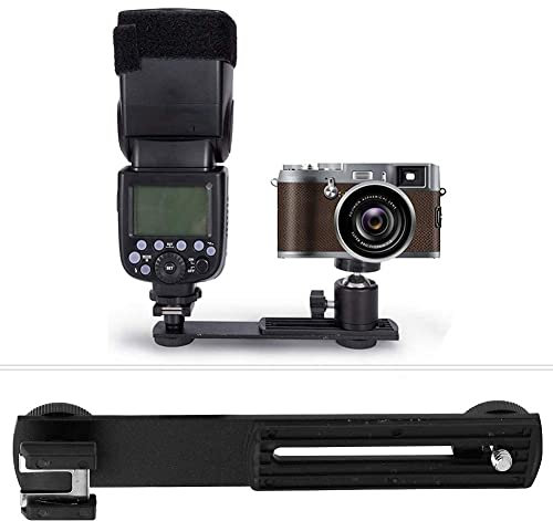 Akozon Staffa Flash Lega di Alluminio Accessorio per Attrezzatura Fotografica con Staffa per Barra Trasversale a Doppia Testa con Flash Esterno con Viti da 1/4 di Pollice e Slitta a Contatto Caldo