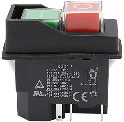 Fltaheroo Interruptor de Botón Electromagnético una Prueba de Agua 5 Pines Kjd17 220-240V Bobina Arrancador Magnético Interruptores de Seguridad de Herramientas Eléctricas