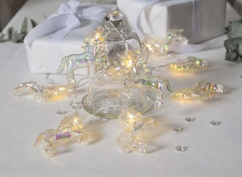 NETPROSHOP LED Lichterkette Einhorn 10 LED Warmweiß Länge 135cm Batteriebetrieb Timer