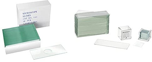 Bresser Mikroskop 50x Objektträger mit Vertiefung zur Untersuchung von Flüssigkeiten & Mikroskop Objektträger/Deckgläser (50x/100x) mit geschliffenen Kanten zur Erstellung von biologischen Präparaten