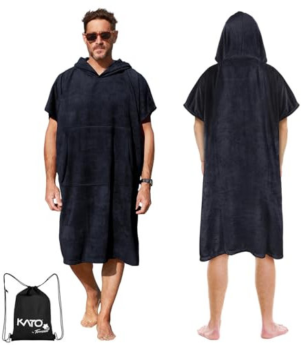Kato Tirrinia Beach Surf Poncho mit Tasche, wasserabsorbierendem Neoprenanzug, Wickeltisch Hoodie, Handtuch Poncho Bademantel zum Surfen, Schwimmen, Baden für Erwachsene, Männer, Frauen, Sanddicht