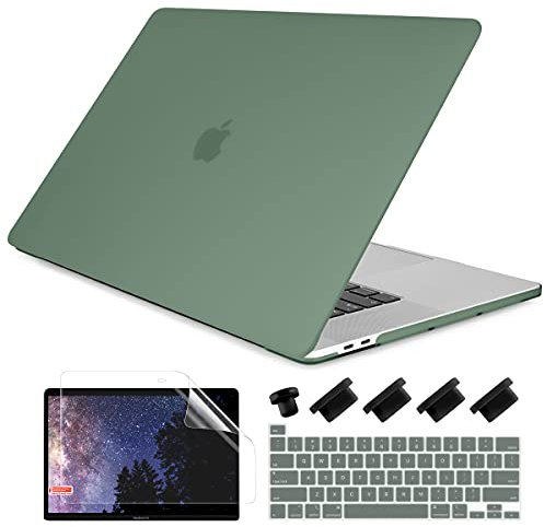 DONGKE for MacBook Pro 16 inch Case 2020 2019 Release A2141, Plastic Hard Shell Case & Keyboard Cover Only Compatible with MacBook Pro 16 inch Retina Fits Touch ID, Midnight Green