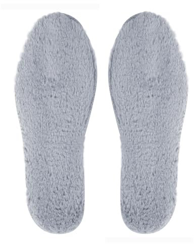 riemot Winter Einlegesohlen Lammfell Schuheinlagen Filz Einlagen Warm Atmungsaktiv Sohlen für Gummistiefel Arbeitsschuhe Kinderschuhe Hellgrau Gr.29 EU