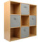 Charles Jacobs Oak 9 Cube Storage Shelving Unit + 4 Grey Fabric Drawers
