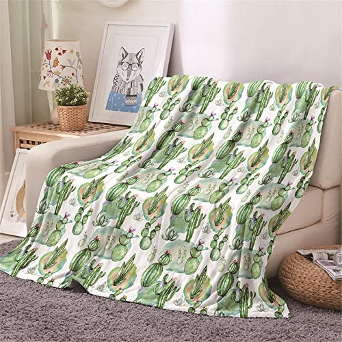 Chickw1 Flanelldecke Kuscheldecke, 3D Kaktus Super Soft Weiche Wohndecke Warm Flauschige Decke TV-Decke Mikrofaserdecke Sofadecke oder Bettüberwurf Tagesdecke (Grüner Kaktus,80x120cm)