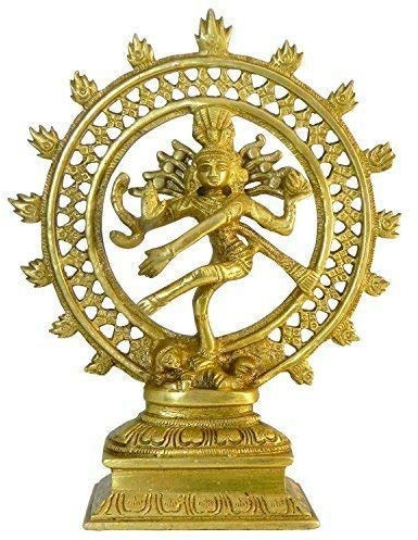 OSNICA Statue Herr der Tanz Natraj Shiva, 10 cm Messing, Gold, Skulptur