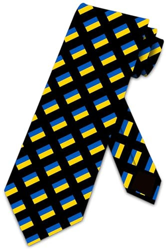 Three Rooker Krawatte mit ukrainischer Flagge, diagonal, Ukraine, Blau / Gelb, Schwarz, Einheitsgröße